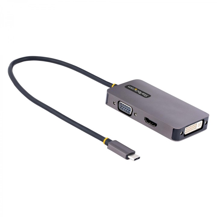 StarTech.com Adaptador de VÍ­deo USB C, Adaptador USB Tipo C a HDMI VGA DVI hasta 4K 60Hz, Adaptador de Pantalla Multipuertos,