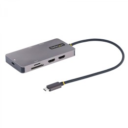StarTech.com Adaptador Multipuertos USB C 2x HDMI 4K 60Hz, Hub USB-A 3.1 2Pt 5Gbps, PD 100W, GbE, SD/MicroSD, Cable de 30cm,