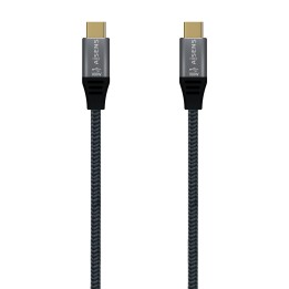 AISENS Cable USB 2.0 Aluminio 5A 100W E-Mark, USB-C/M-USB-C/M, Gris, 2.0M