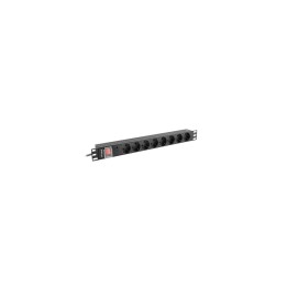 Lanberg PDU-08F-0200-BK unidad de distribución de energÍ­a (PDU) 8 salidas AC 1U Negro