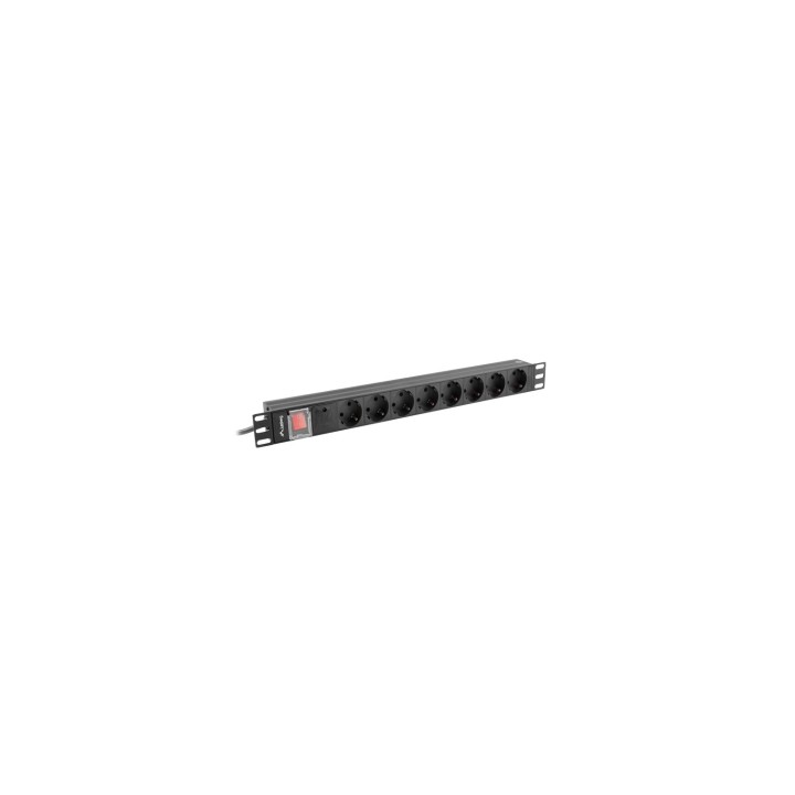 Lanberg PDU-08F-0200-BK unidad de distribución de energÍ­a (PDU) 8 salidas AC 1U Negro