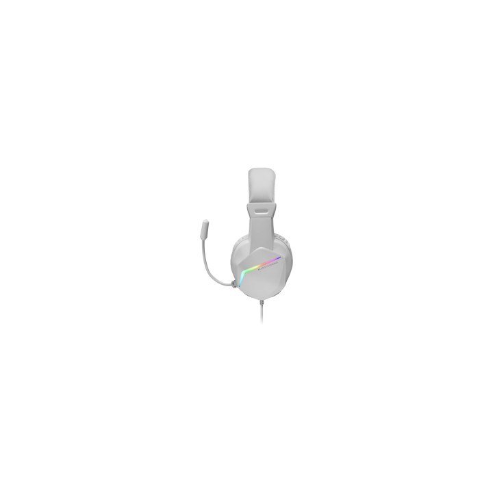 Mars Gaming MH122 Blanco, Cascos Gaming FRGB Over Ear con Micrófono, Sonido HiFi, Cancelación de Sonido, Ultraligeros, PS4 PS5