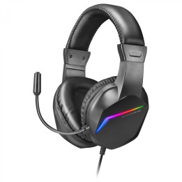 Mars Gaming MH122 Negro, Cascos Gaming FRGB Over Ear con Micrófono, Sonido HiFi, Cancelación de Sonido, Ultraligeros, PS4 PS5