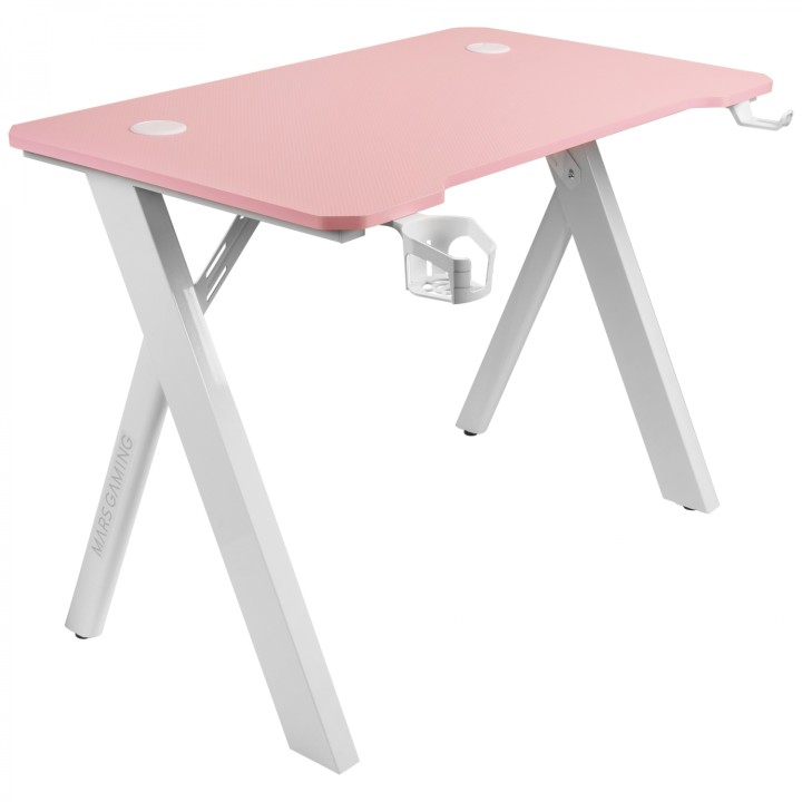 Mars Gaming MGD100RGB Mesa Gaming RGB Alfombrilla XXL Soporte Cascos + Botella 100x60cm Rosa