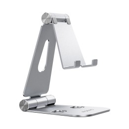 AISENS Soporte De Sobremesa Tamaño XL Ajustable (2 Pivotes) Para Movil / Tablet, Plata