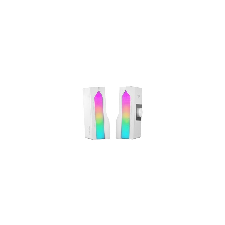 Mars Gaming MSDUOW Barra de Sonido + Altavoces Gaming 2.0 RGB Mesh Bluetooth 5.0 y Jack Sonido DSP 15W, Blanco