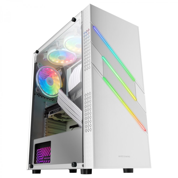 Mars Gaming MC-U3 Blanco Caja PC Gaming ATX XL Frontal Triple ARGB Ventilador 12cm ARGB Ventana Cristal Templado