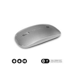 SUBBLIM Ratón Í“ptico Inalámbrico 2.4G y Bluetooth Dual Flat Mouse Recargable Plateado