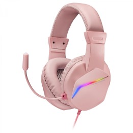Mars Gaming MH122 Rosa, Cascos Gaming FRGB Over Ear con Micrófono, Sonido HiFi, Cancelación de Sonido, Ultraligeros, PS4 PS5
