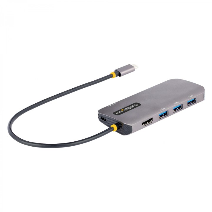 StarTech.com Adaptador Multipuertos USB C, de VÍ­deo HDMI de 4K y 60Hz, Hub USB-A 3.2 de 3 Puertos de 5Gbps, Entrega de