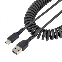 StarTech.com Cable de 1m de Carga USB A a USB C, Cable USB Tipo C Rizado de Carga Rápida y Servicio Pesado, Cable USB 2.0 A a