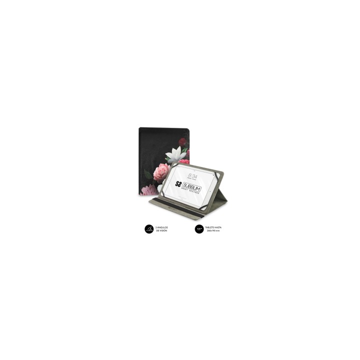 SUBBLIM Funda Tablet Universal TRENDY CASE ROSAS 11"