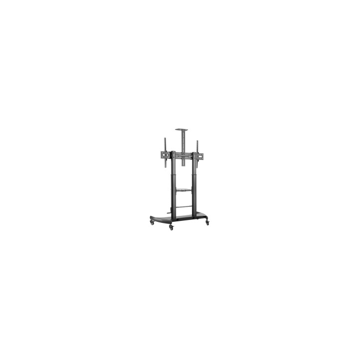 AISENS Soporte de Suelo ECO con Ruedas y Manivela, Bandeja para DVD y Soporte de Cámara para Monitor/TV 100Kg de 60-100, Negro