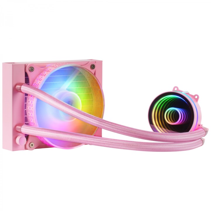 Mars Gaming ML-ONE120 Rosa Refrigeración LÍ­quida CPU TDP 200W Espejo Infinito Ventilador FRGB Silencioso Multisocket Universal