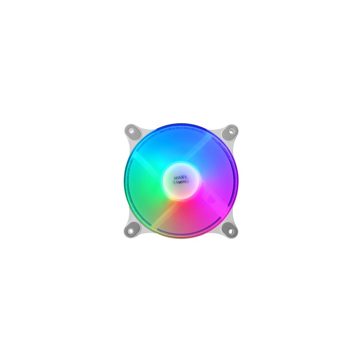 Mars Gaming MF-DUO Kit 2 Ventiladores FRGB Rainbow 360º Ultra-silencioso Doble Conexión 3PIN + 4PIN Blanco