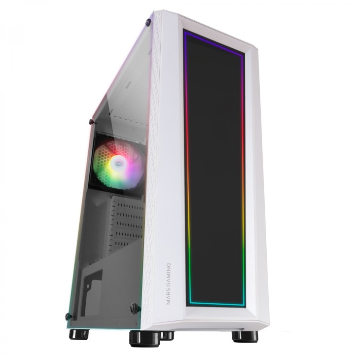 Mars Gaming MC-ART Blanco Caja PC Gaming ATX Doble Cristal Templado Dibujable ARGB 12 Modos Ventilador 12cm