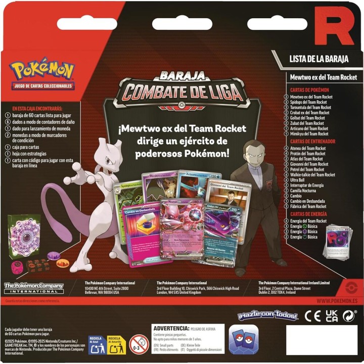 Blister cartas League Battle Deck Team Rockets Mewtwo Ex Pokemon Latino