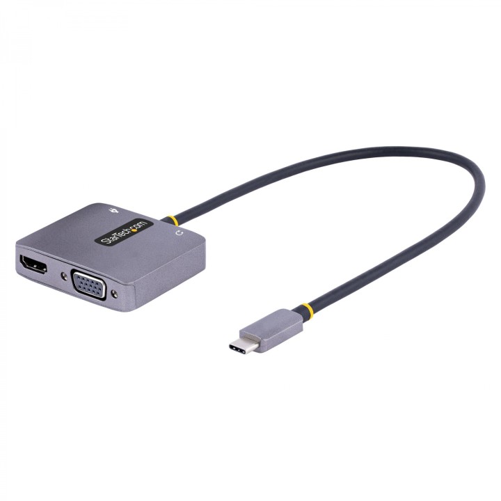 StarTech.com Adaptador de VÍ­deo USB C, Adaptador Multipuertos USB Tipo C a HDMI VGA con Salida de Audio de 3,5mm, HDR 4K a