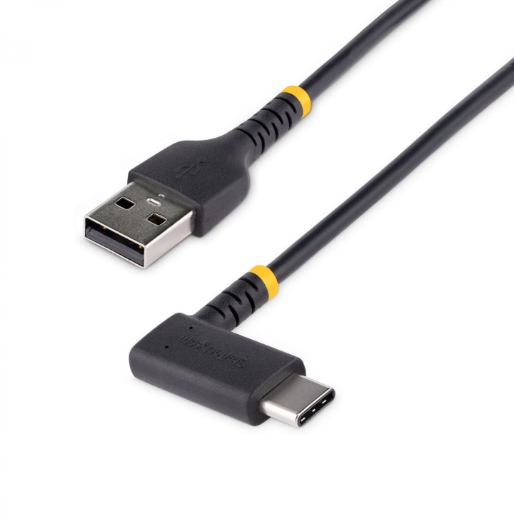 StarTech.com Cable 30cm USB A a USB C Acodado - en Íngulo Recto - Cable USB-C de Carga Rápida - de Alta Resistencia - USB 2.0