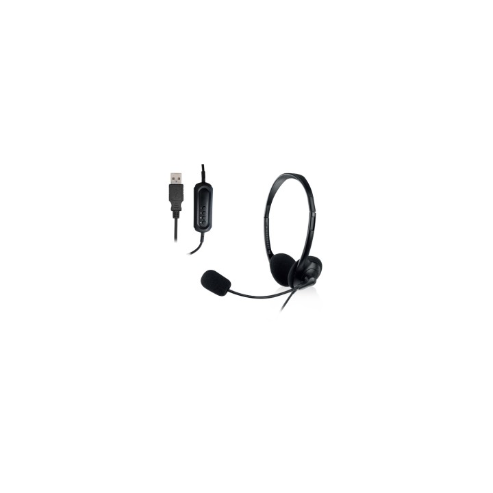 Ewent EW3568 auricular y casco Auriculares Alámbrico Diadema Llamadas/Música USB tipo A Negro
