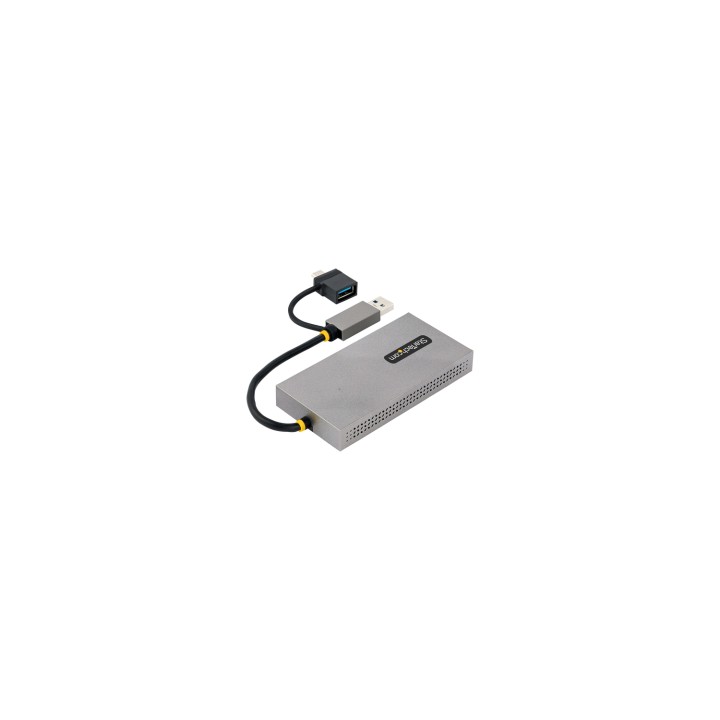 StarTech.com Adaptador de USB a HDMI Doble, USB A/C a 2 Pantallas HDMI (1x 4K30Hz, 1x 1080p), Dongle Integrado USB-A a C, Cable