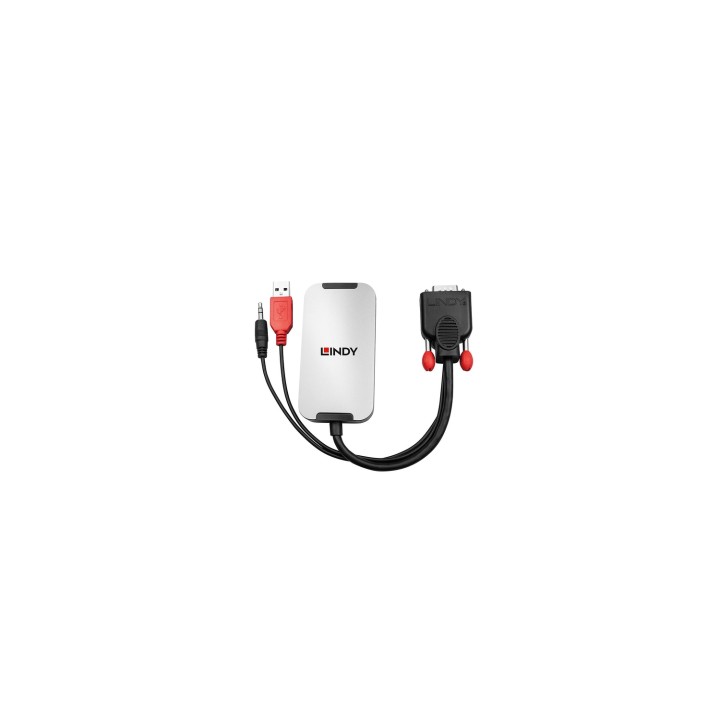 Lindy 38296 adaptador de cable de vÍ­deo Negro, Blanco