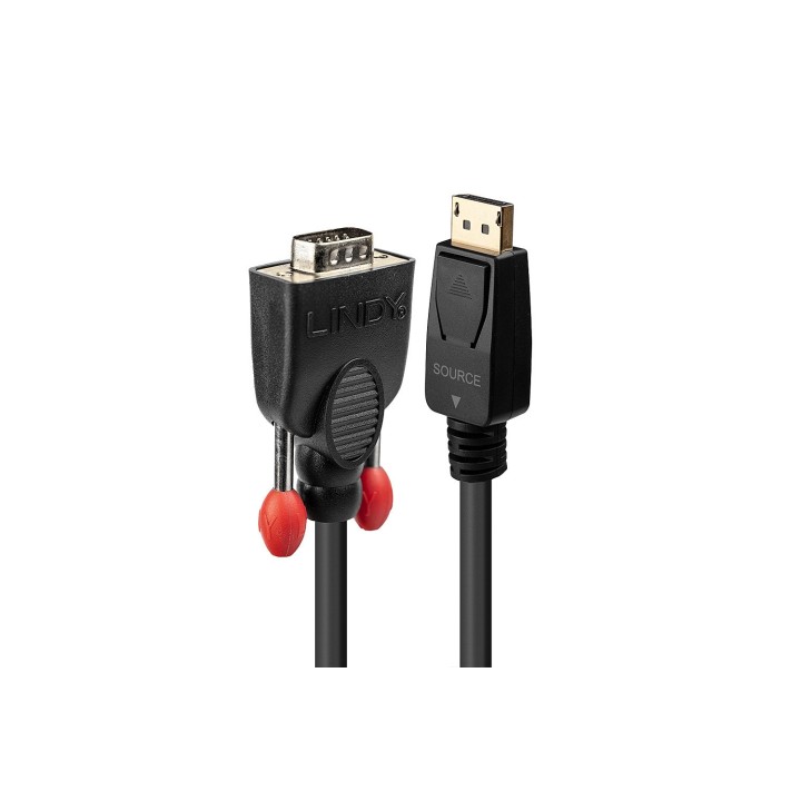 Lindy 41942 adaptador de cable de vÍ­deo 2 m VGA (D-Sub) DisplayPort Negro
