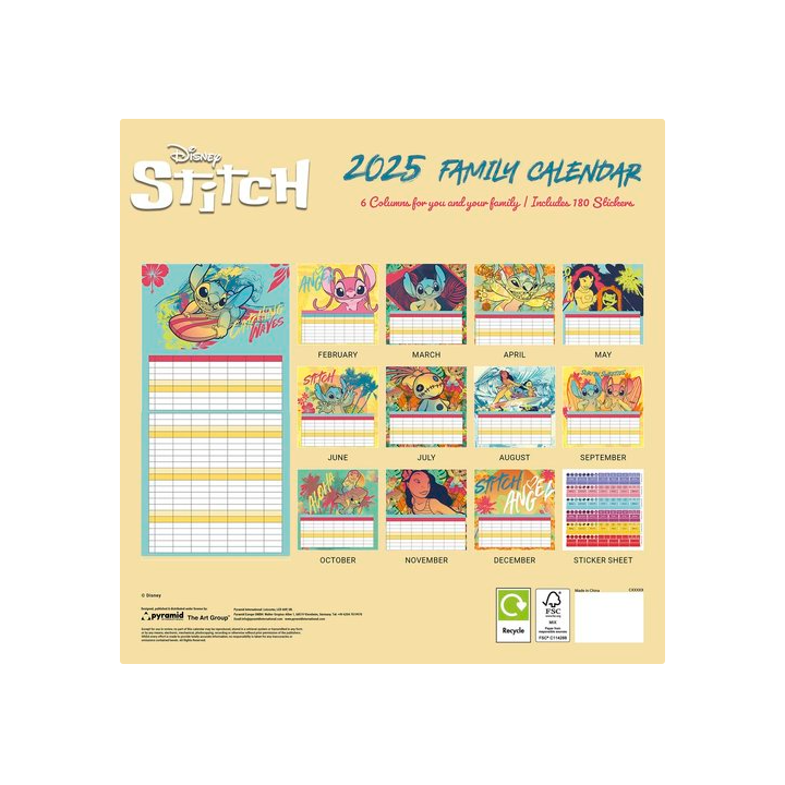 Calendario planificador familiar Stitch Disney