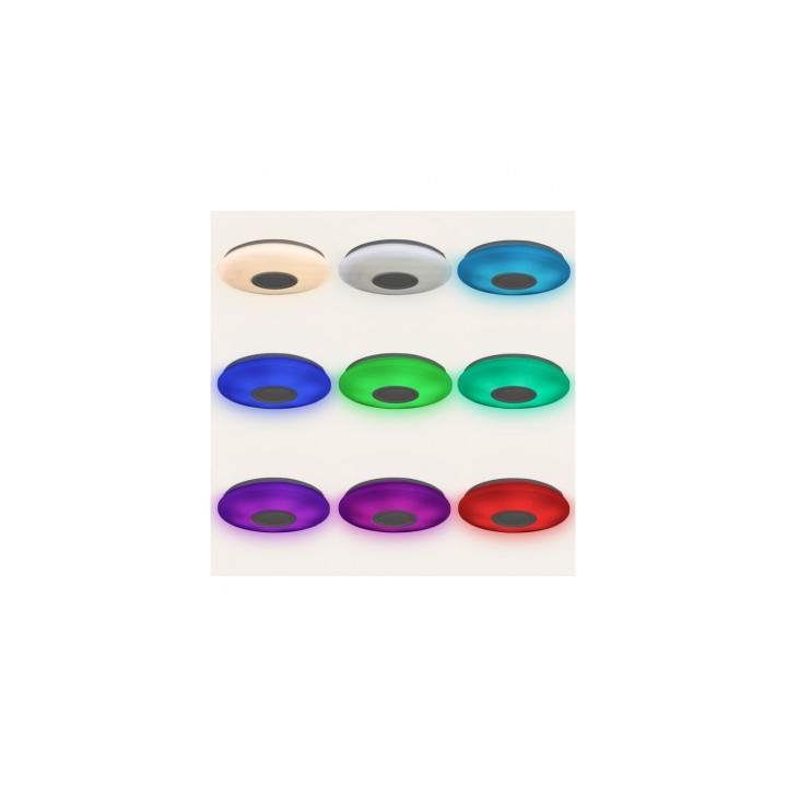 Plafon LED Rainbow Ksix 40cm Blanco Altavoz integrado 30W Modos de luz RGB Bluetooth Google Home Amazon Echo IP42