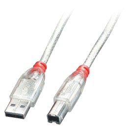 Lindy 41753 cable USB 2 m USB 2.0 USB A USB B Transparente