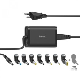 HAMA Cargador universal portátil, con 7 adaptadores, de 15-19V/65W, Enchufe Europeo, Color negro
