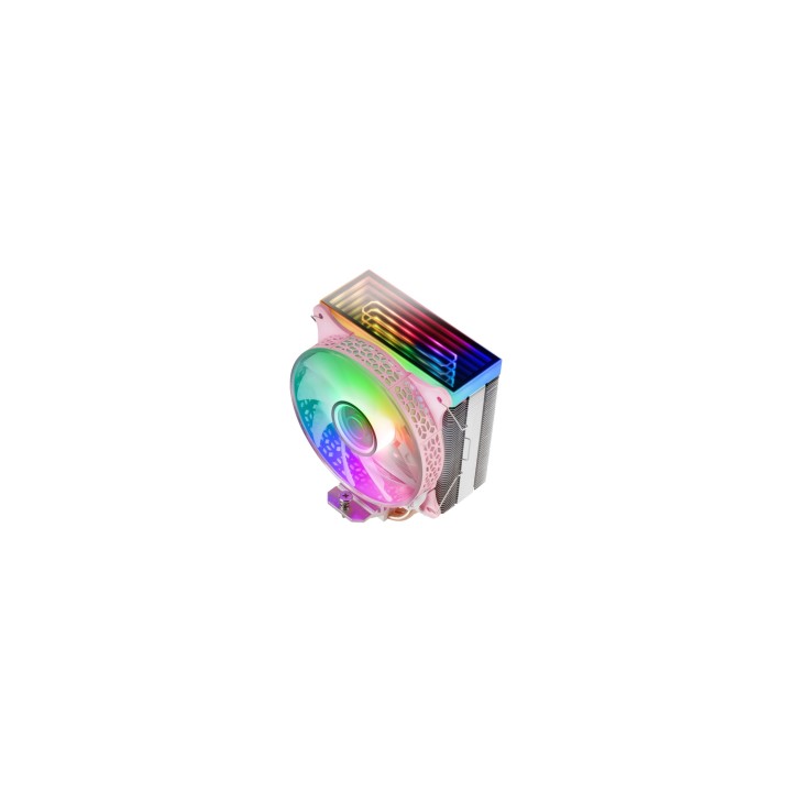 Mars Gaming MCPU-VR Rosa Disipador CPU Doble Espejo Infinito ARGB 4 Heatpipes HCT TDP 180W Ventilador Ultra-silencioso PWM 12cm