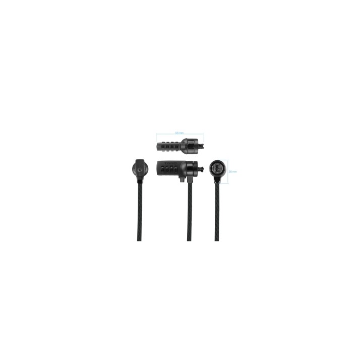 TooQ Cable de Seguridad con Combinación para Portátiles 1.5 metros, Gris Oscuro