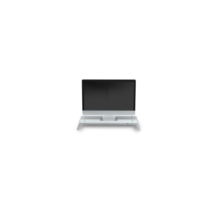 Mars Gaming MGS-ONE Blanco Soporte Monitor RGB Chroma Tamaño Ajustable Soporte Smartphone y Tablet USB Frontal 2.0