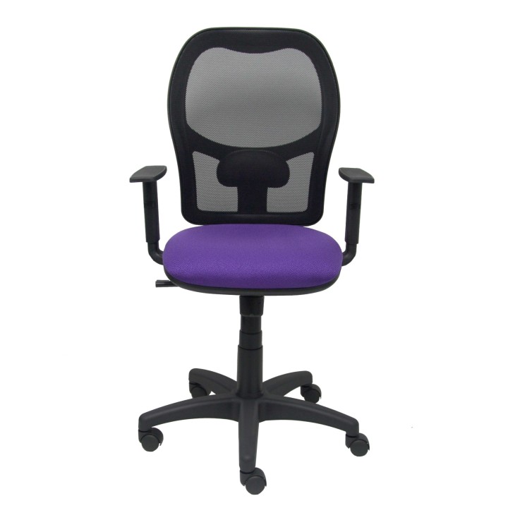 Silla Alocén malla negra asiento bali lila brazos regulables
