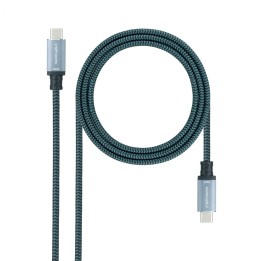 Nanocable Cable USB 3.1 Gen2 10Gbps 5A, 4K/60Hz, USB-C/M-USB-C/M, Gris/Negro, 1 m