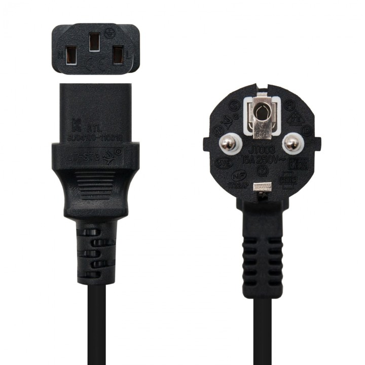 Nanocable Cable de Alimentacion CPU CEE7 Macho a C-13 Hembra 2m - Color Negro