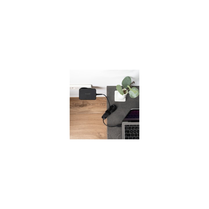 TooQ Cargador de portátil GAN USB-C PD3.0 90W, Negro