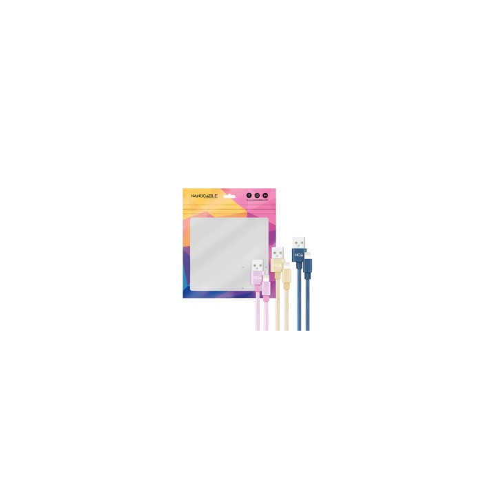 Nanocable 3 Cables Lightning a USB 2.0, Lightning/M-USB A/M, Rosa, Dorado y Azul PacÍ­fico, 1 m