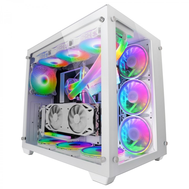 Mars Gaming MCV3 Blanco Torre Gaming Custom XXL E-ATX Ventana Cristal Templado Lateral y Frontal Estructura Modular Doble Cámara