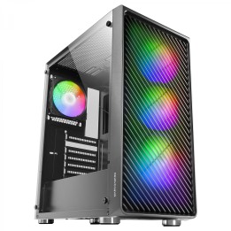 Mars Gaming MC-F Negro, Semitorre Gaming ATX, Ventana Completa Cristal Templado, Frontal Metal-Mesh, 4x Ventiladores ARGB 120mm