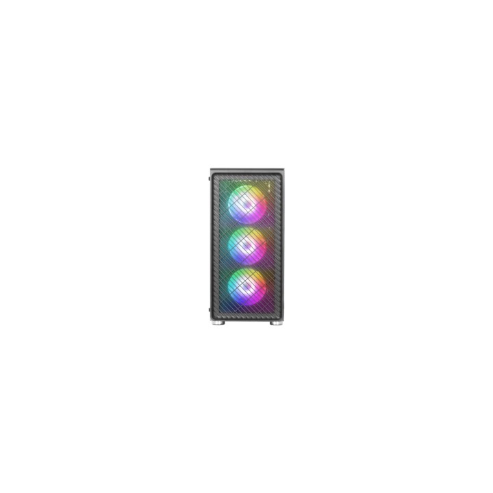 Mars Gaming MC-F Negro, Semitorre Gaming ATX, Ventana Completa Cristal Templado, Frontal Metal-Mesh, 4x Ventiladores ARGB 120mm