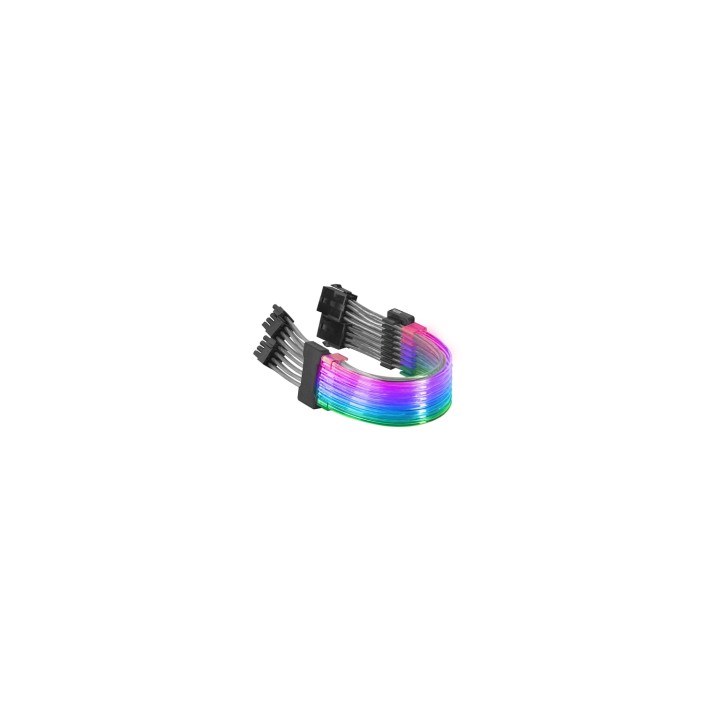 Mars Gaming MCA-16 Cable Extensor ARGB 8+8pin PCIe para Tarjeta Gráfica LEDs Ultrabrillantes Compatibilidad Total AWG18 de