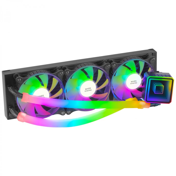 Mars Gaming ML-ULTRA360 Negro Refrigeración LÍ­quida CPU TDP 650W Espejo Infinito 3 Ventiladores Silenciosos FDB ARGB Tubos