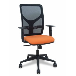 Silla Piqueras y Crespo Motilla malla negra asiento bali naranja brazo regulable ruedas 65mm
