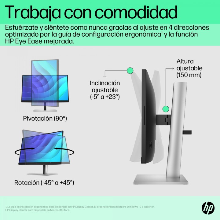 HP E-Series E22 G5 54,6 cm (21.5") 1920 x 1080 Pixeles Full HD LED Negro, Plata