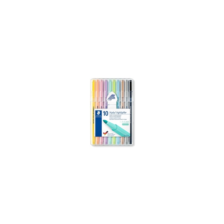 Staedtler 362 C marcador 10 pieza(s) Punta redonda Negro, Marrón, Azul claro, Gris claro, Cal, Menta, Melocotón, Rosa, Violeta,