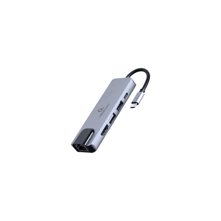 Gembird A-CM-COMBO5-04 base para portátil y replicador de puertos Alámbrico USB 3.2 Gen 1 (3.1 Gen 1) Type-C Plata
