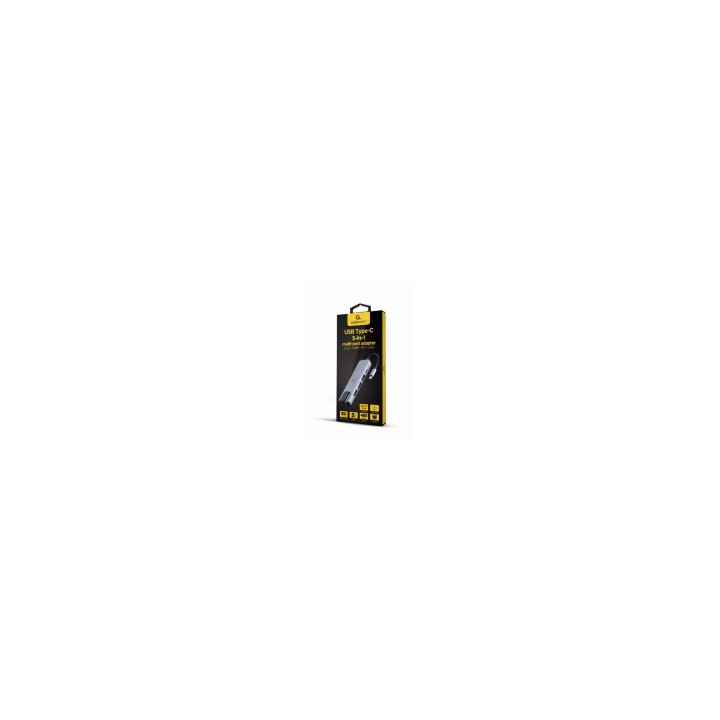 Gembird A-CM-COMBO5-04 base para portátil y replicador de puertos Alámbrico USB 3.2 Gen 1 (3.1 Gen 1) Type-C Plata