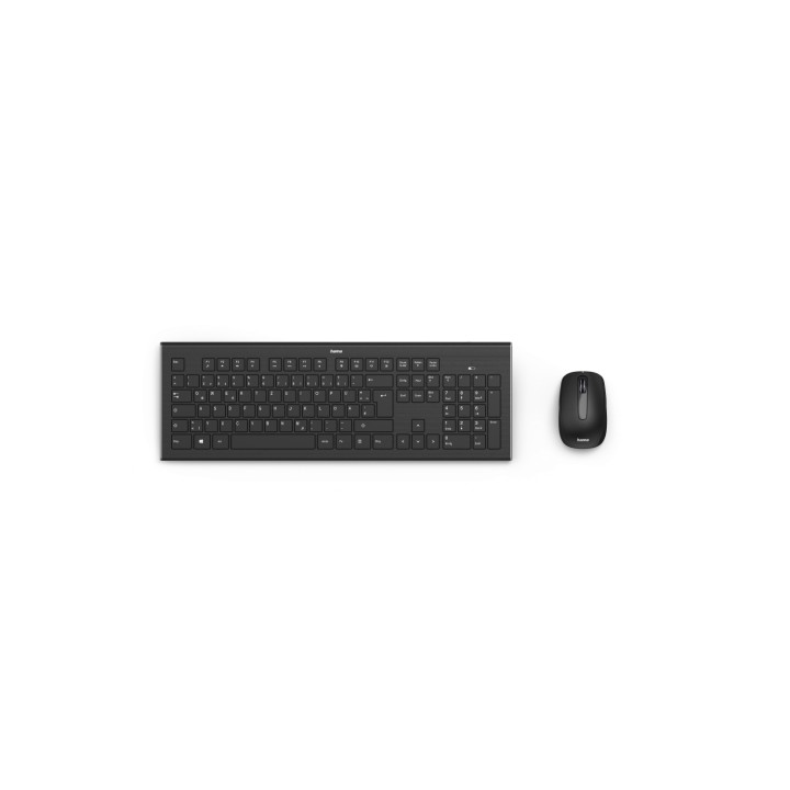 HAMA teclado y ratón inalámbrico, alcance del bluetooth de hasta 8 metros, Cortino ESPAÍ‘OL, Color negro